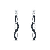 Infinity Twisted Stud Earrings with Black Cubic Zirconia